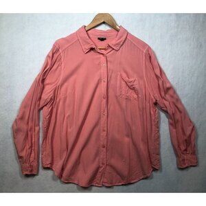 Torrid Button Front Shirt Long Sleeve Lightweight Rayon Peachy Pink Women's 2 2X